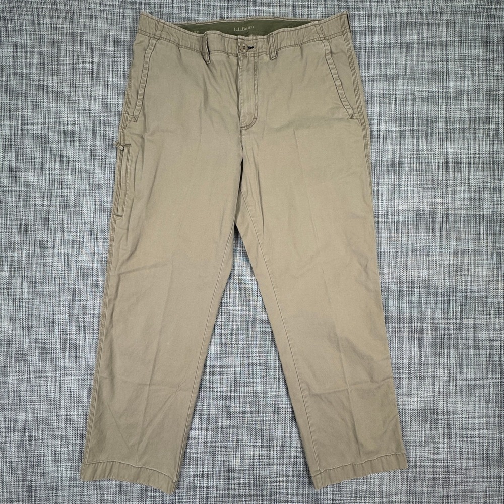 LL Bean Mens Classic Fit Comfort Stretch Chino Pants Khaki 36x30 Tencel Casual